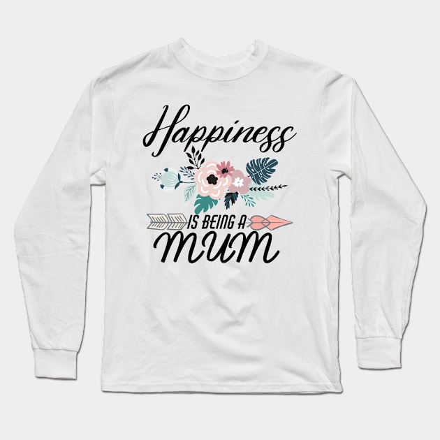 mum gifts, Happiness is being a mum Long Sleeve T-Shirt by Design stars 5